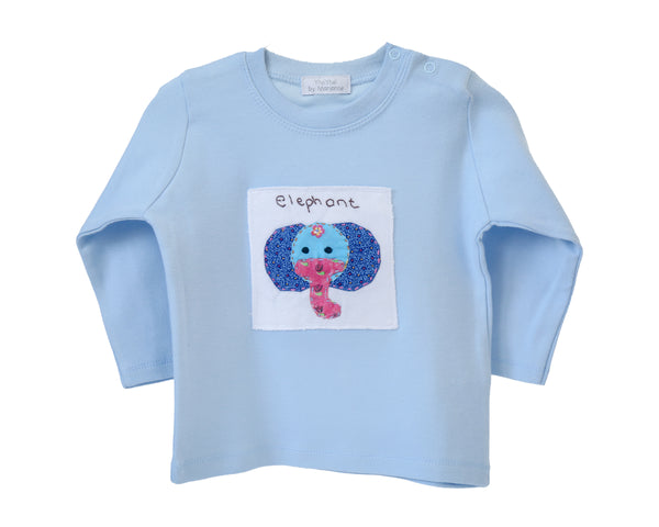 Blue Long Sleeve Elephant T-shirt Top