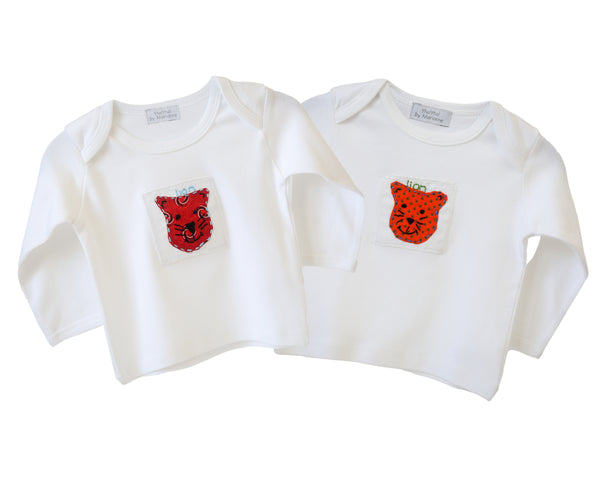 White Organic Cotton Long Sleeve Baby lion T-shirt Top
