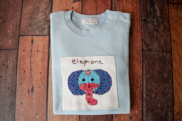 Blue Long Sleeve Elephant T-shirt Top